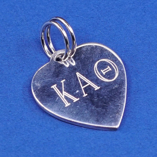 vtg sterling silver handmade pendant, 925 charm w/ laser monogram initial "KAO