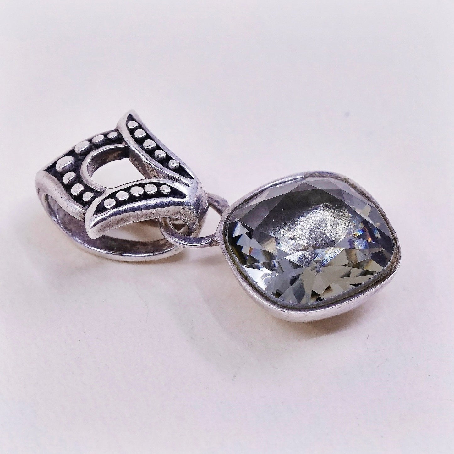 VTG Barse sterling silver handmade pendant, 925 with cushion cut topaz pendant