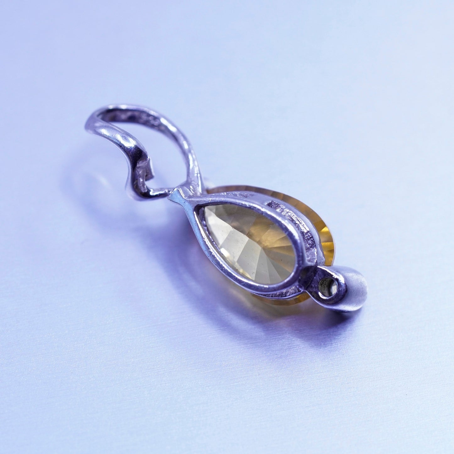 antique sterling 925 silver pendant with teardrop citrine