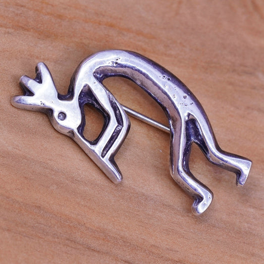 vtg Kokopelli Sterling 925 silver handmade brooch pin, Native American jewelry