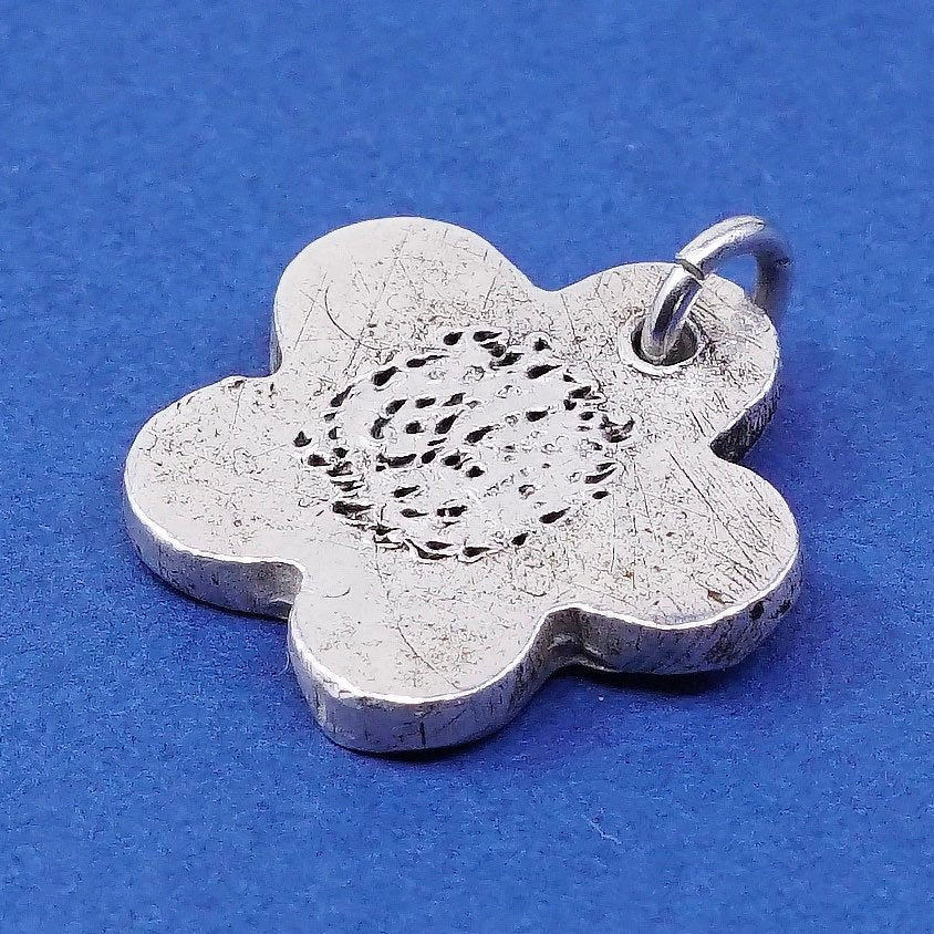 vtg Sterling silver handmade pendant, 925 flower charm