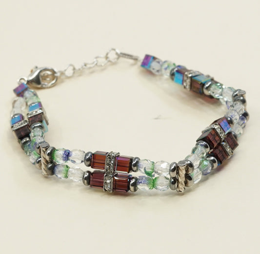 6.75", 925 Sterling silver clasp, handmade bracelet artisan glass