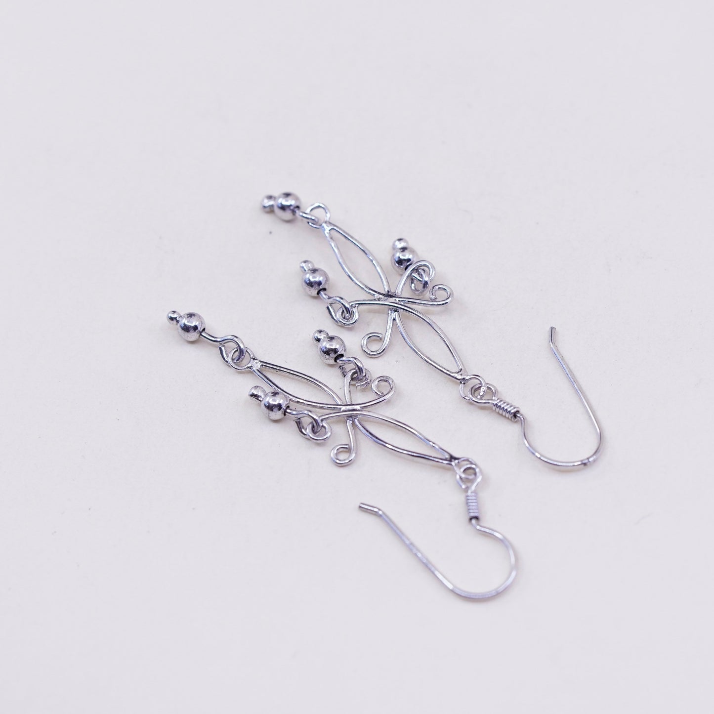 Vintage sterling silver handmade earrings, filigree 925 dangles