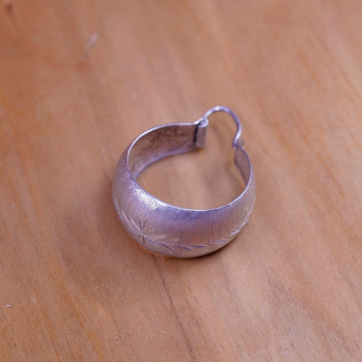 1”, Vintage Sterling silver handmade earrings, textured 950 hoops