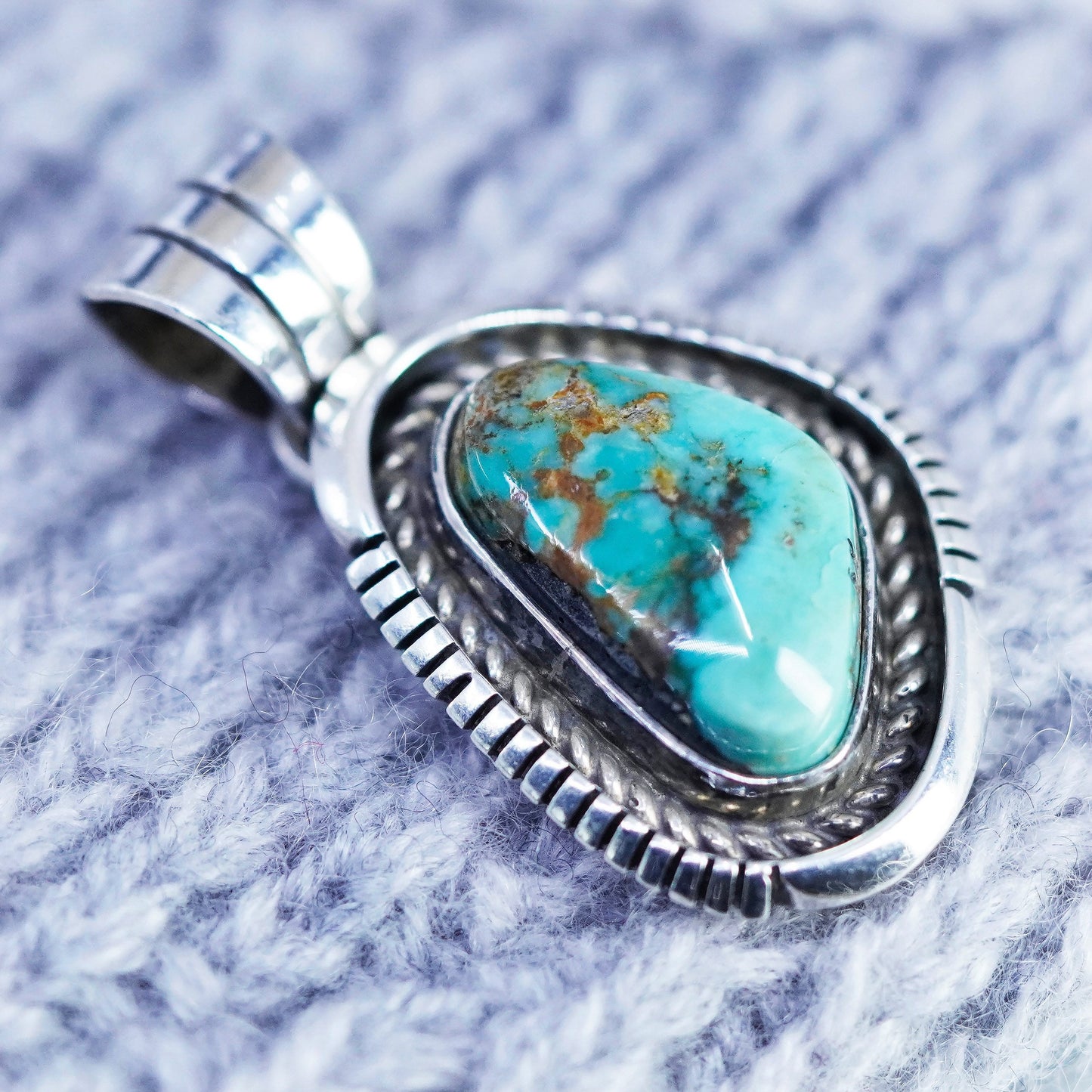 Native American Spencer sterling 925 silver pendant with turquoise