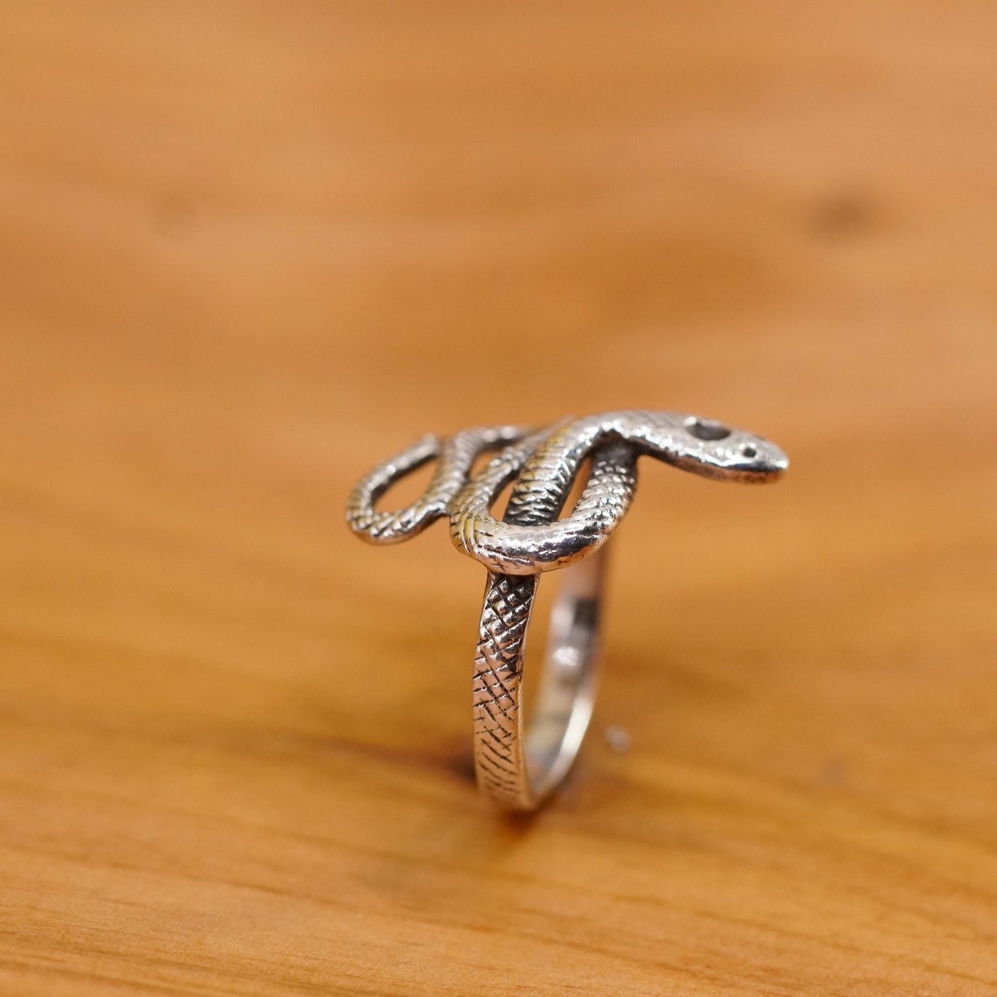 Size 5, vintage Sterling silver handmade ring, 925 snake band