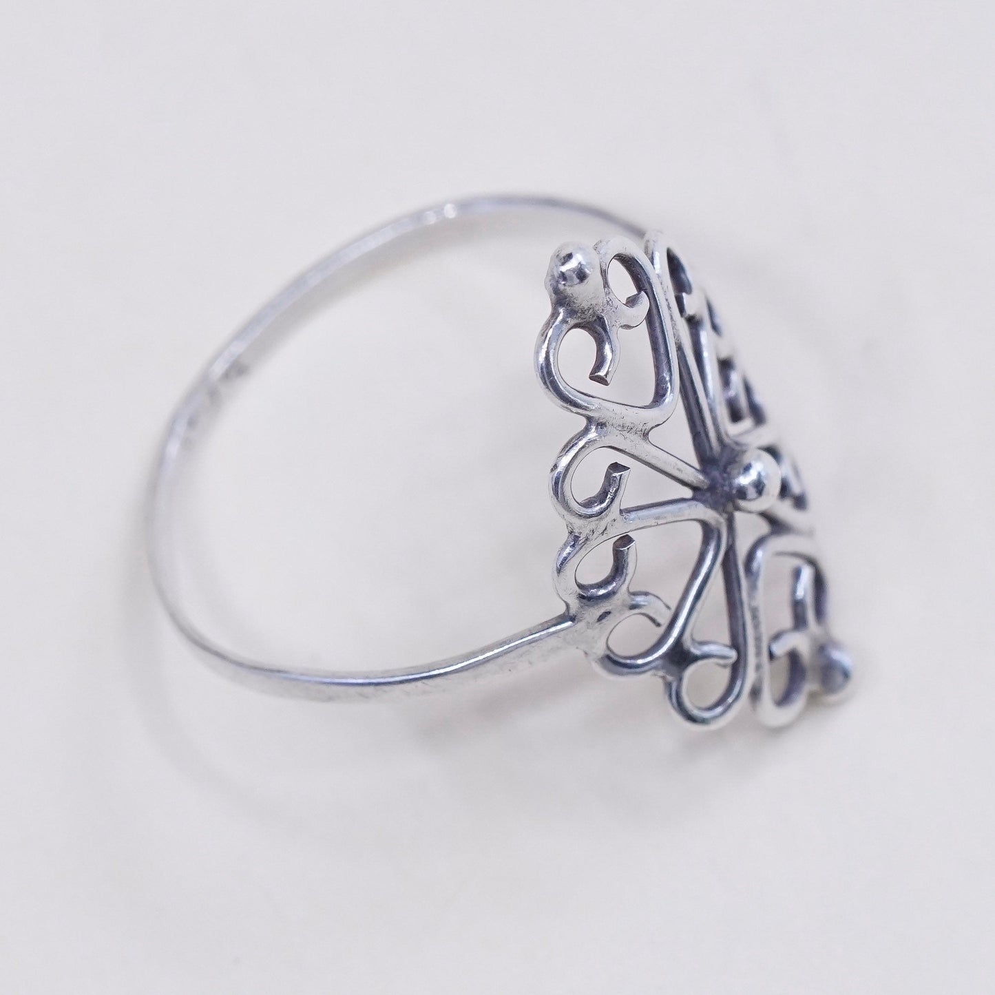 Size 9.25, Vintage sterling silver handmade wired ring, 925 filigree band