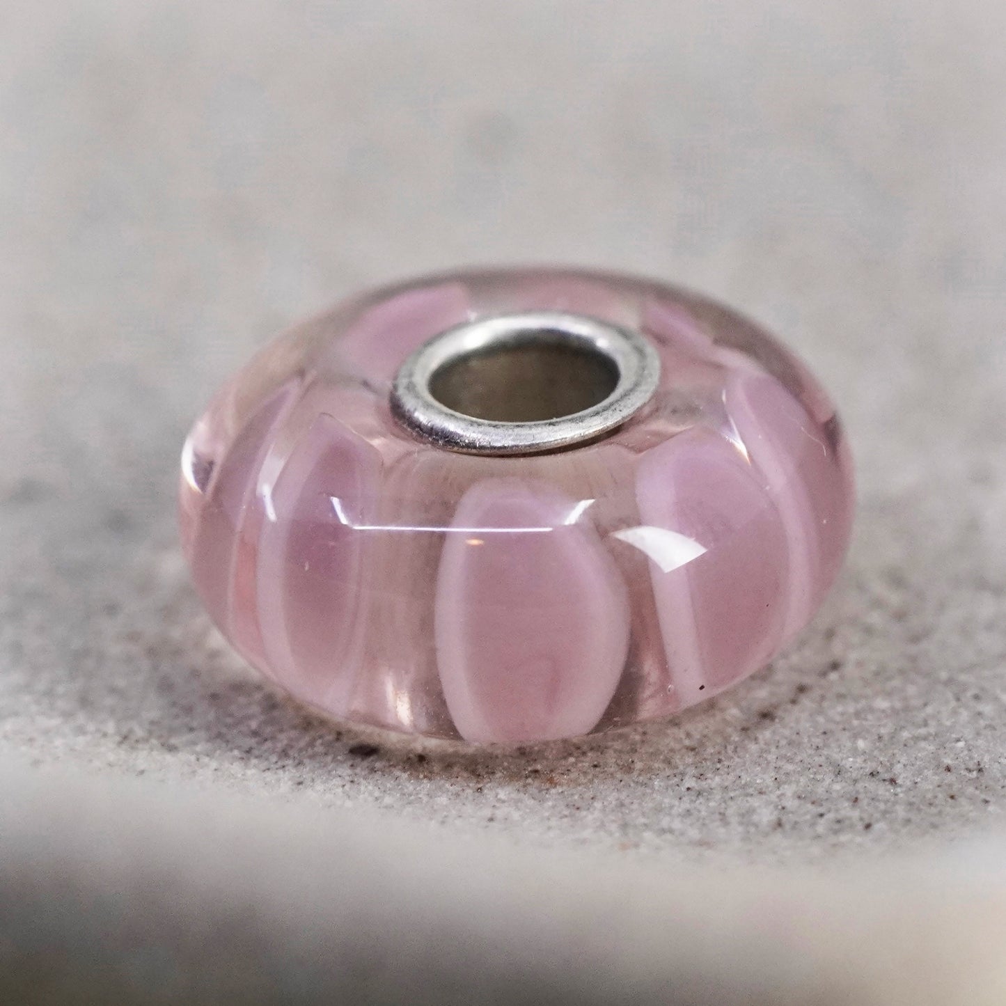 Vintage Sterling 925 silver handmade pink glass bead charm