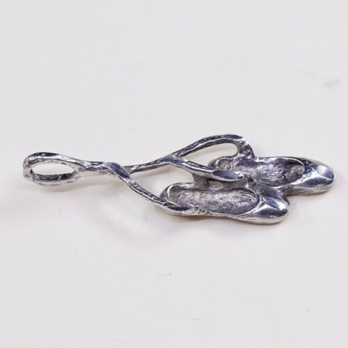 Vintage Sterling Silver Ballerina Shoes Pendant Charm, Silver Tested