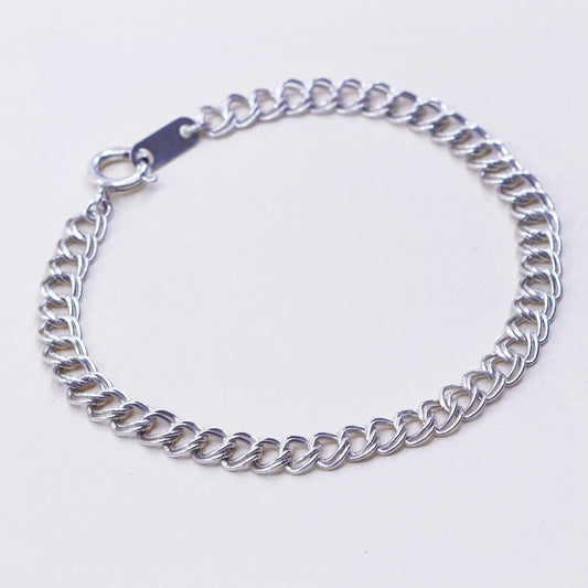 7”, 5mm, Vintage sterling silver double curb chain, 925 bracelet