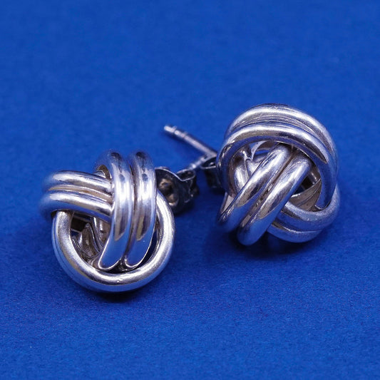 vtg Sterling silver handmade earrings, 925 entwined studs