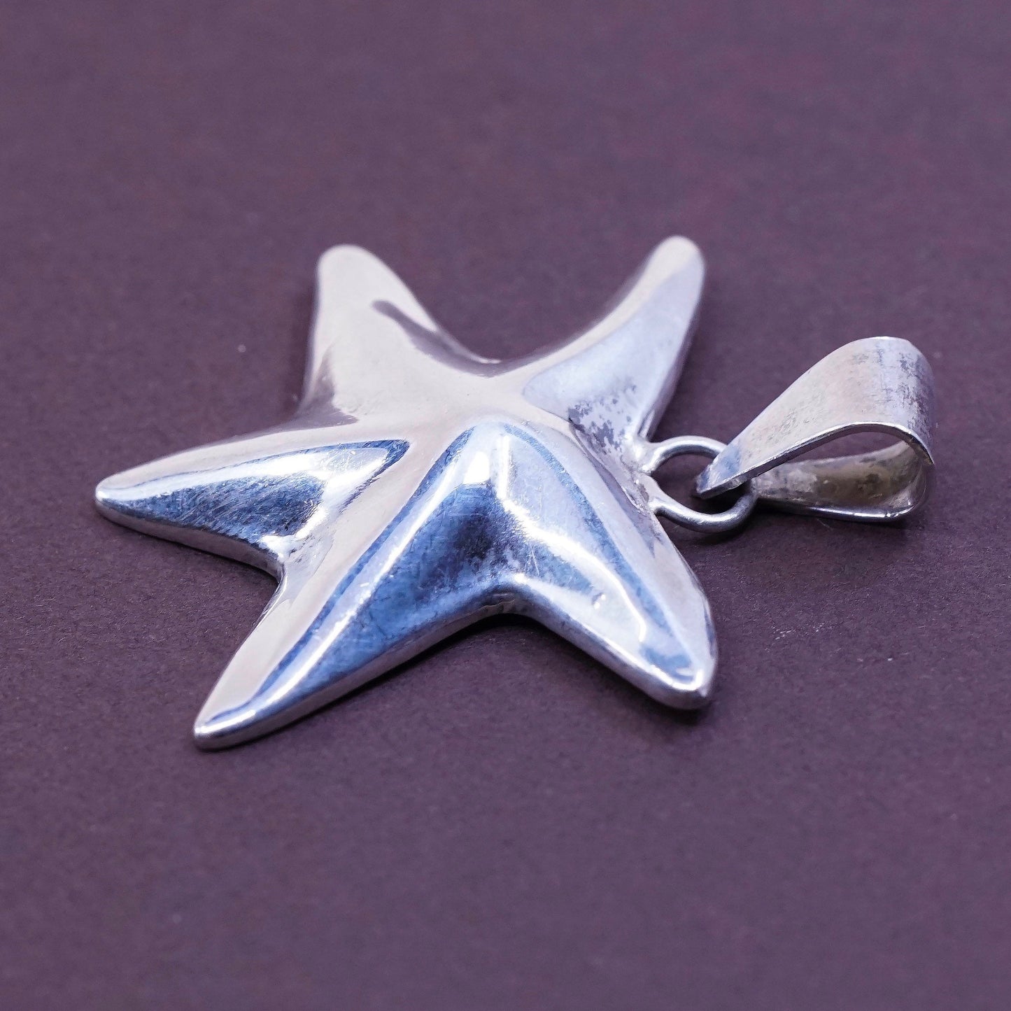 Vintage sterling silver handmade pendant, mexico 925 star, starfish, unique