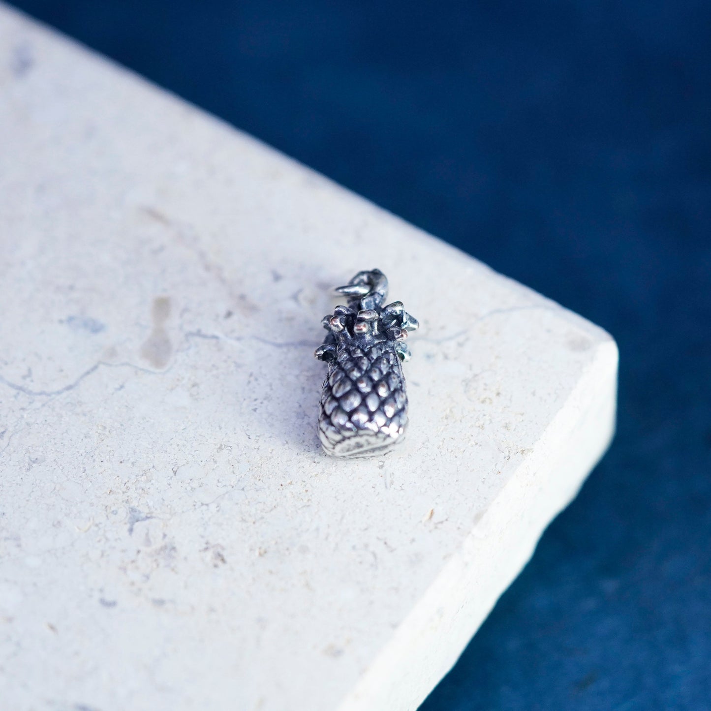 Vintage silver tone pineapple charm pendant