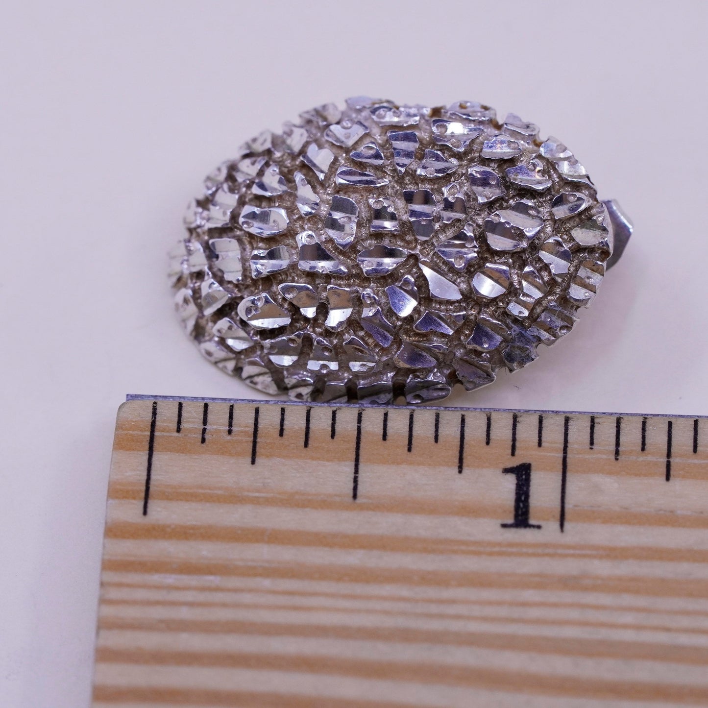 Vintage sterling silver handmade huggie studs, textured 925 earrings