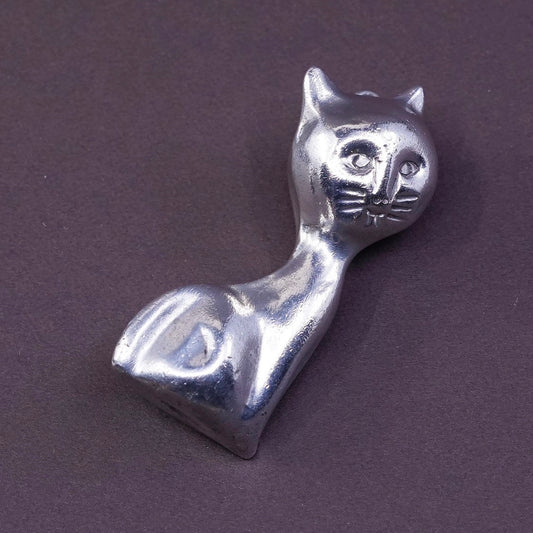vtg Sterling silver handmade pendant, 925 cat, kitty pendant