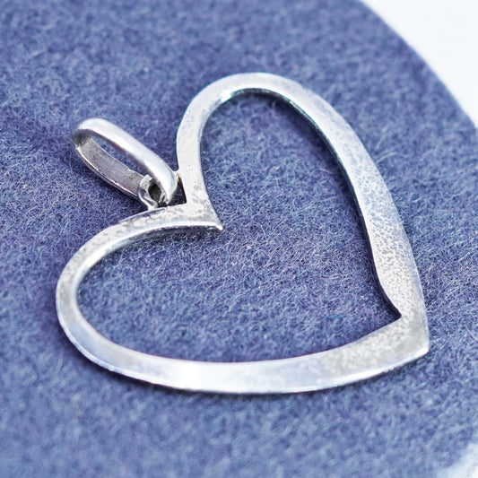 Vintage sterling 925 silver handmade heart charm pendant