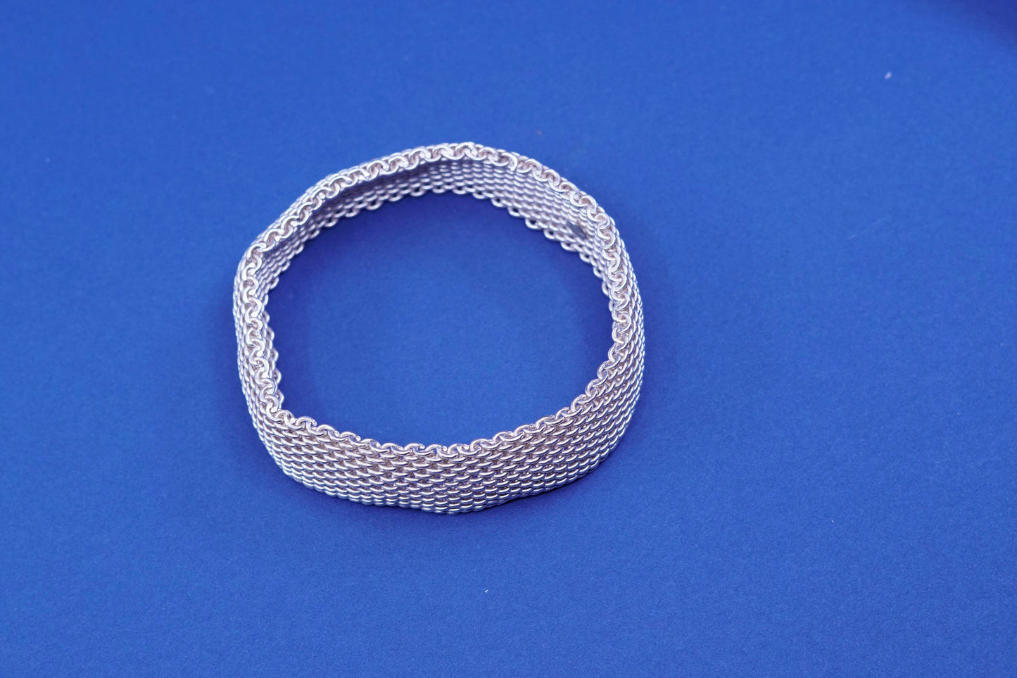 7.75”, Sterling silver handmade wide bracelet, 925 unique mesh chain