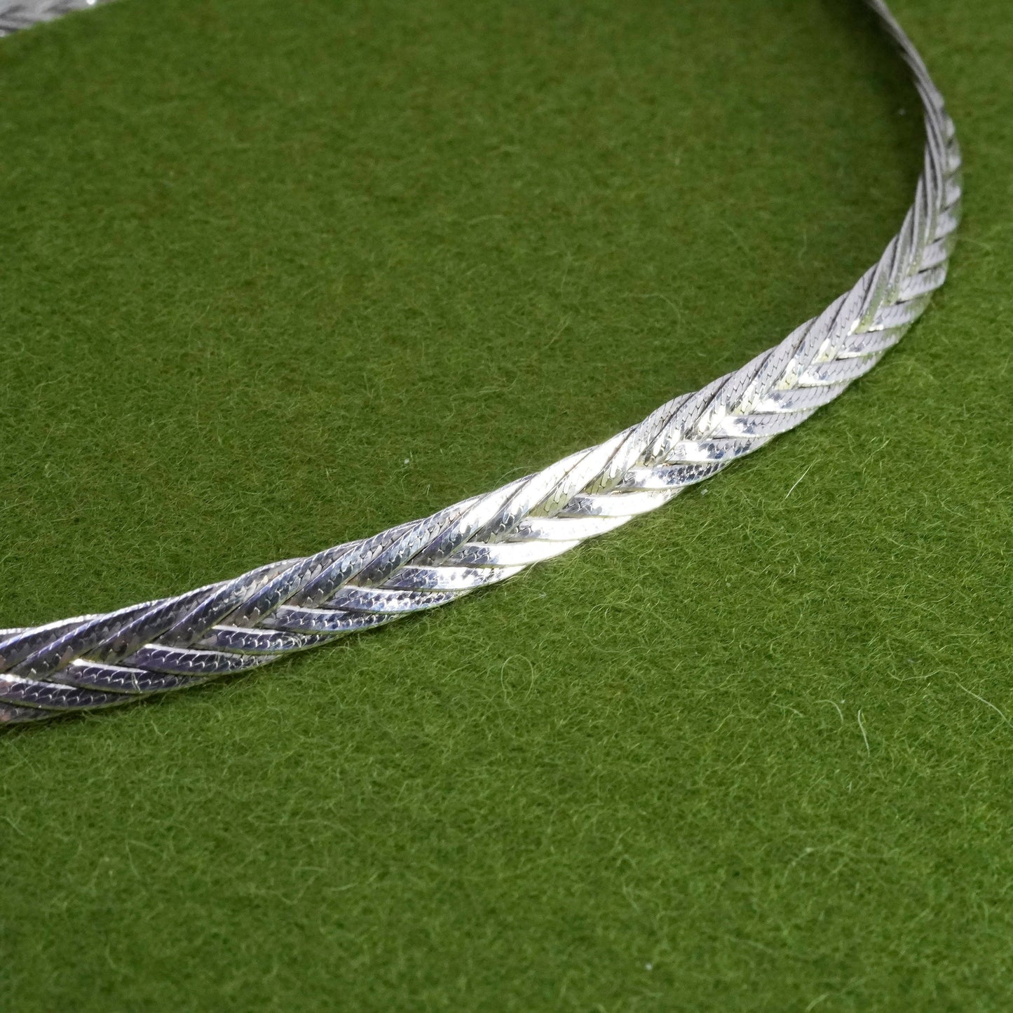 18”, Italy 4 Strands 925 Sterling Silver Woven Braided Herringbone necklace