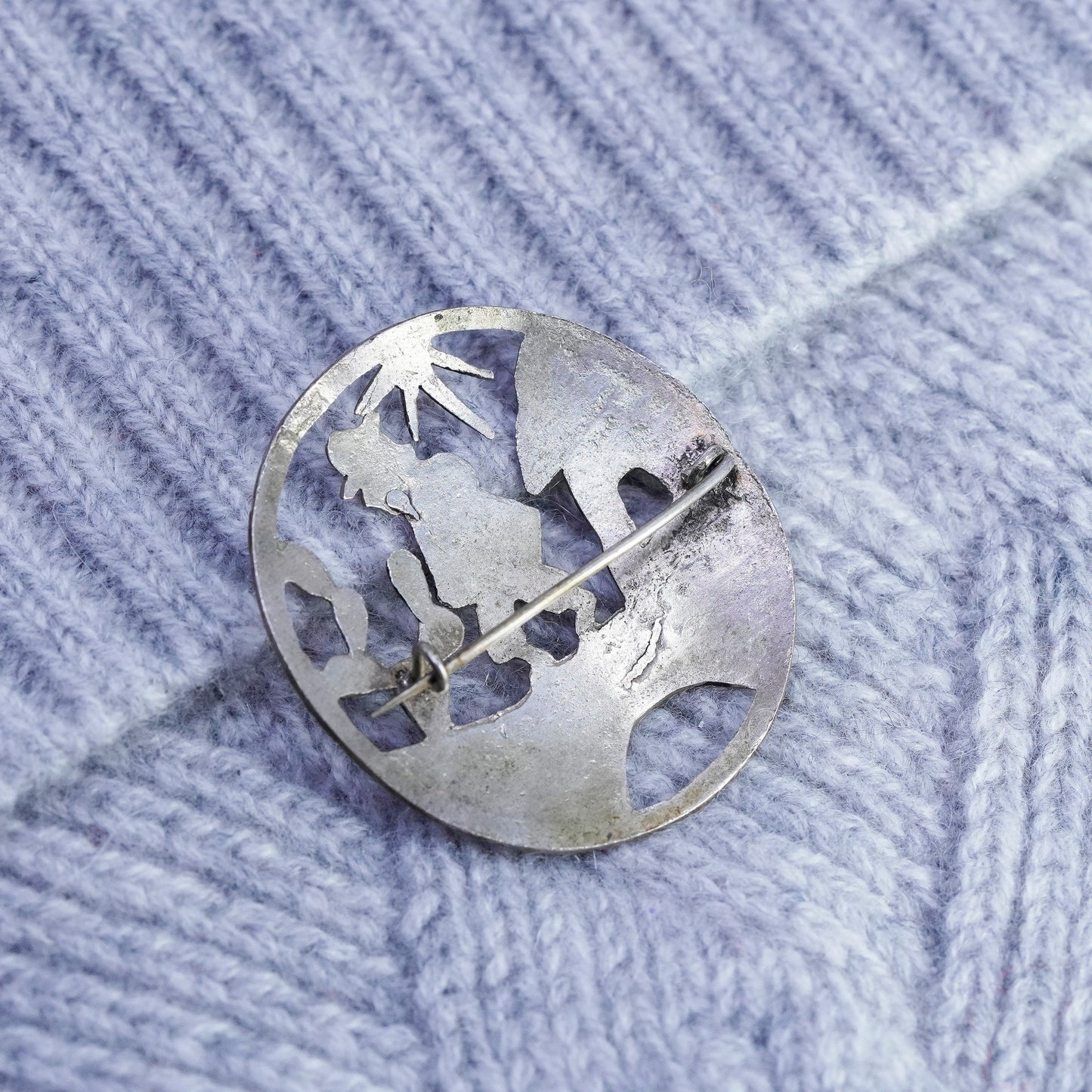 sterling silver handmade brooch, 925 traditional Mexican costume man cactus