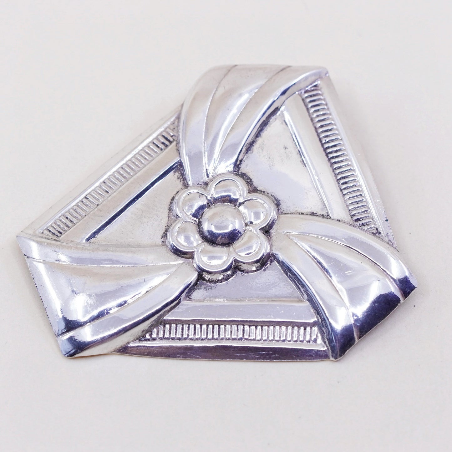 Vintage sterling silver handmade brooch, 925 flower pin
