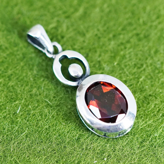 Vintage LUC Sterling silver handmade pendant, 925 ruby charm