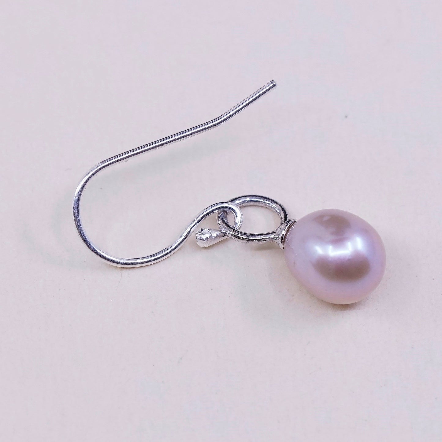 Sterling silver handmade earrings, 925 w/ oval freshwater pearl, silver tested