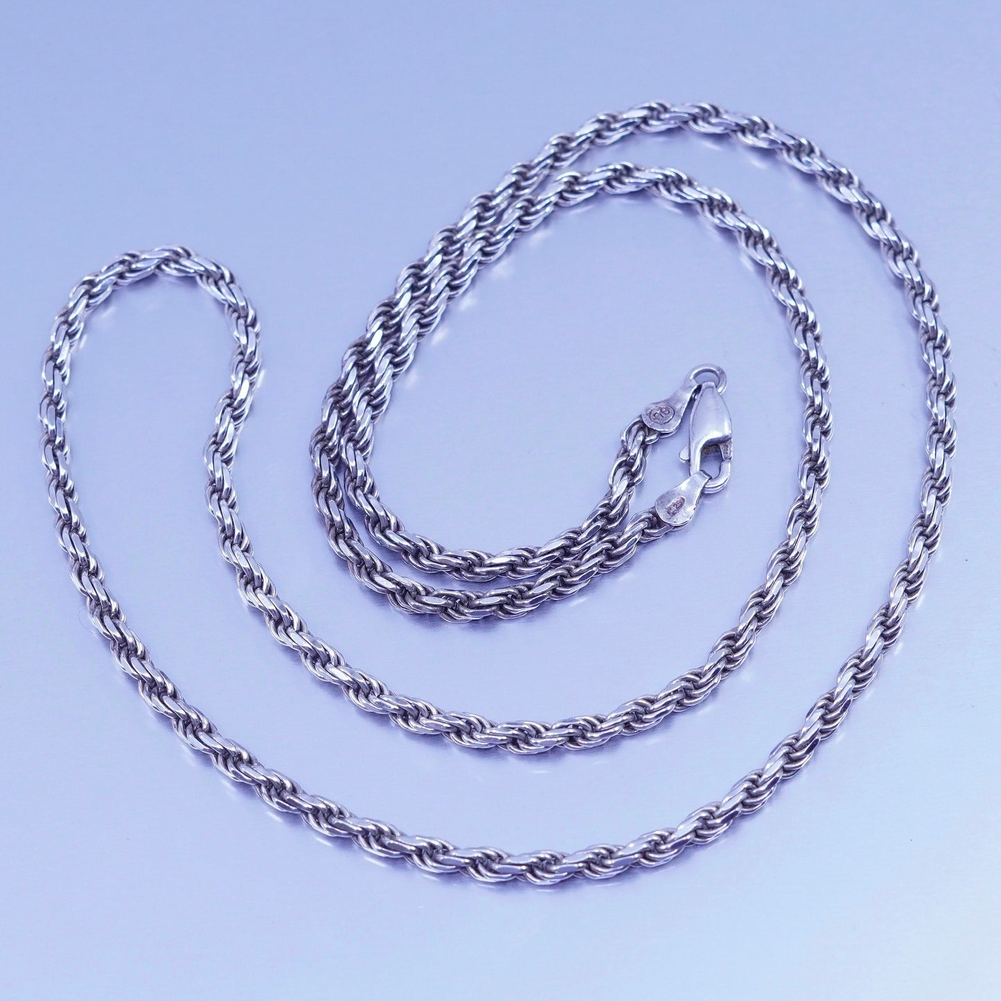 24” 4mm, vintage Italy Sterling 925 silver bold rope chain necklace