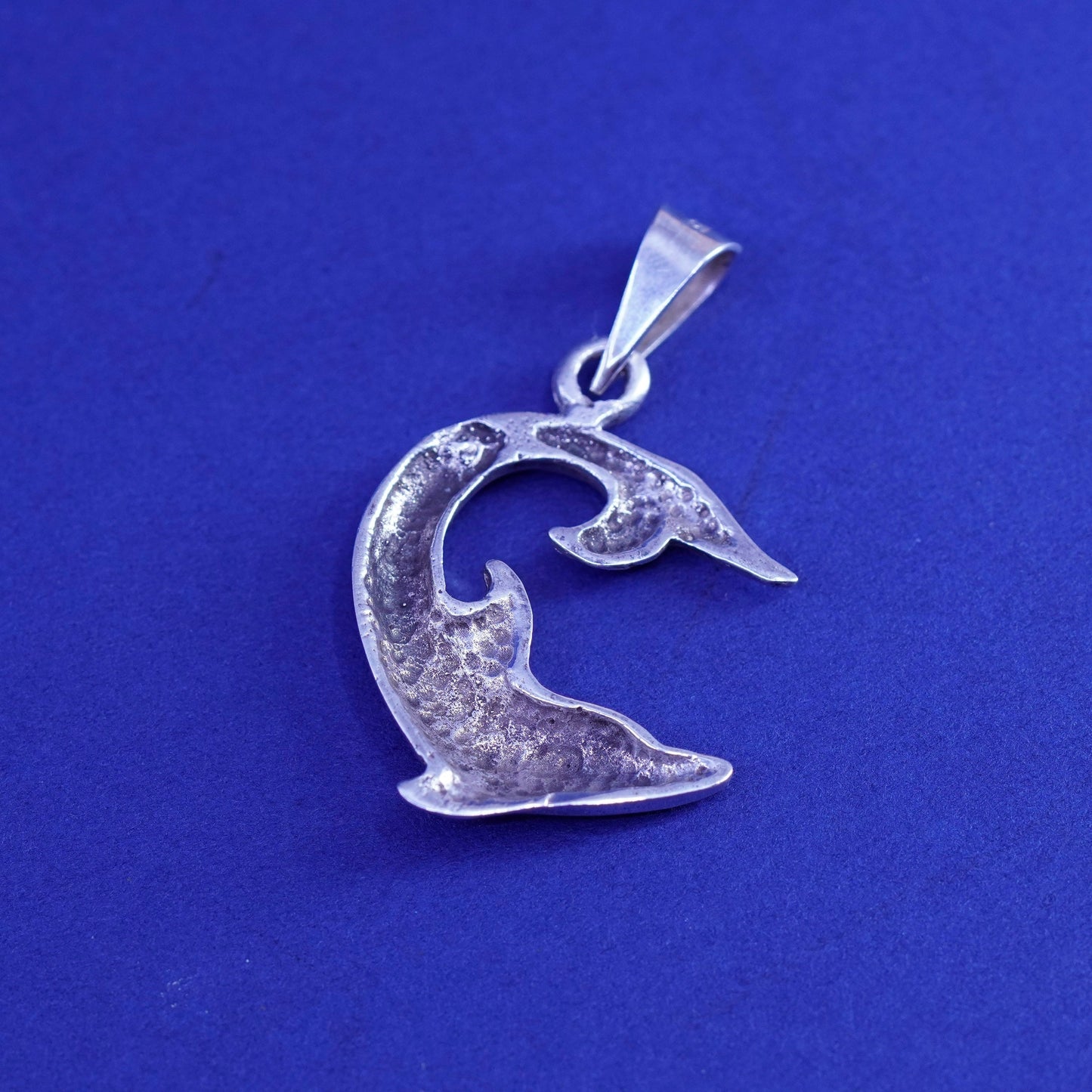 Vintage Sterling silver handmade pendant, 925 dolphin charm