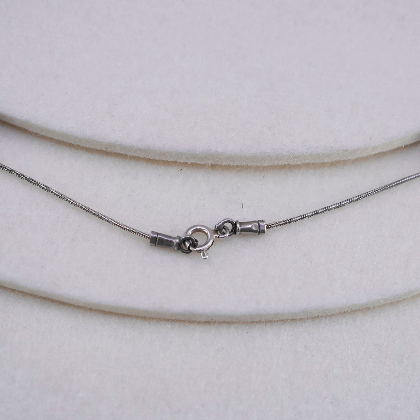 16”, vtg Sterling 925 silver handmade snake chain necklace with crystal beads