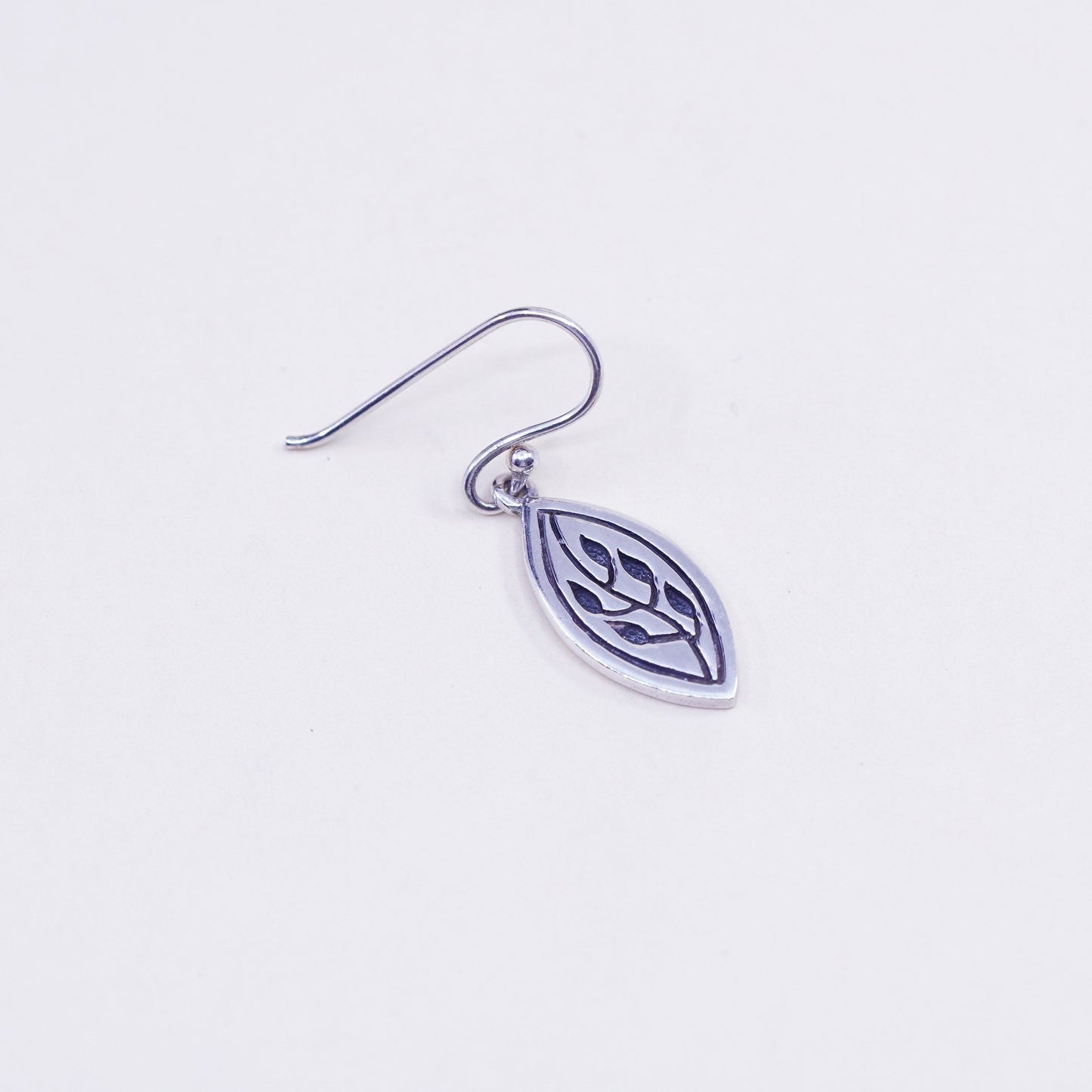Vintage Sterling silver handmade earrings, 925 leaf dangles