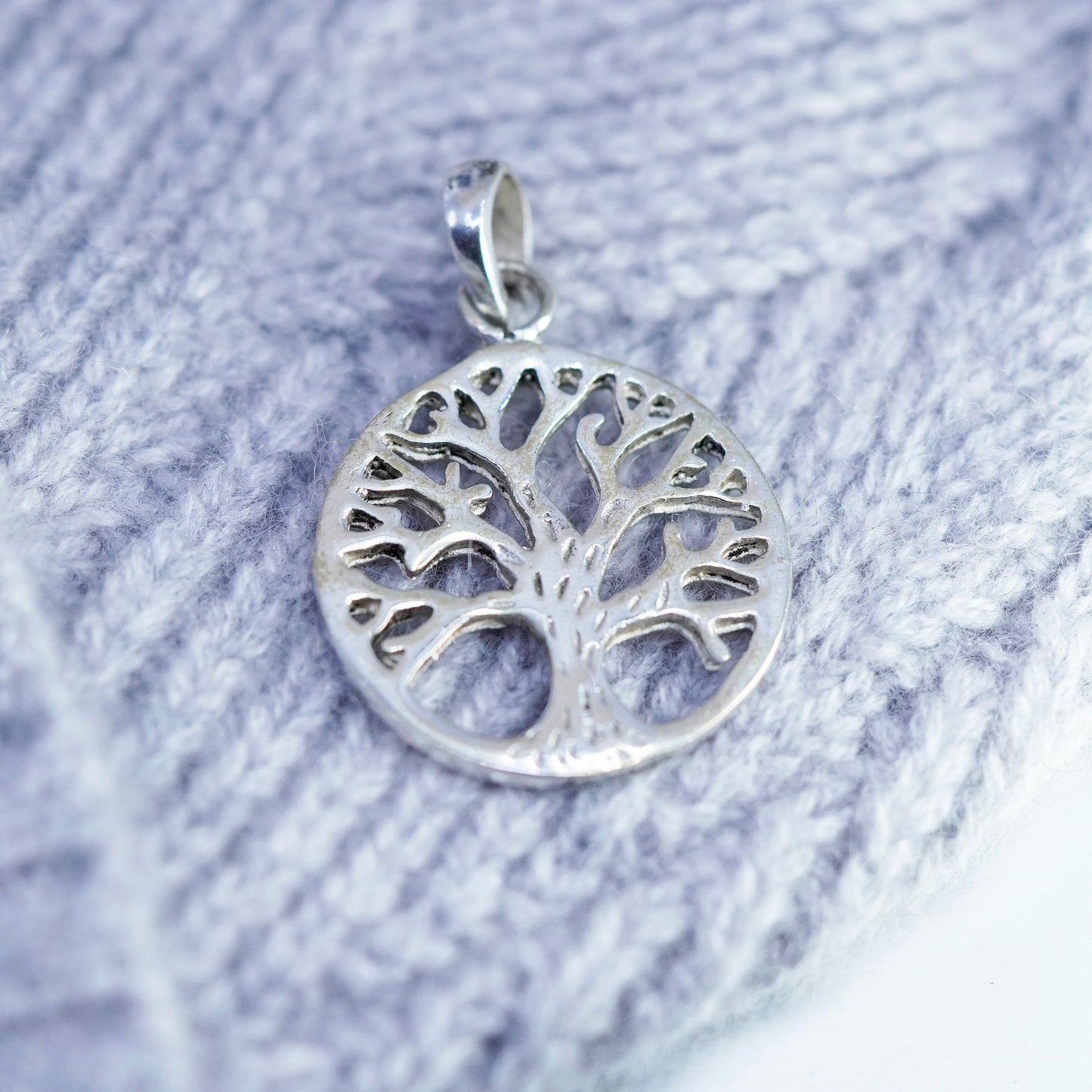 Vintage sterling 925 silver filigree tree pendant