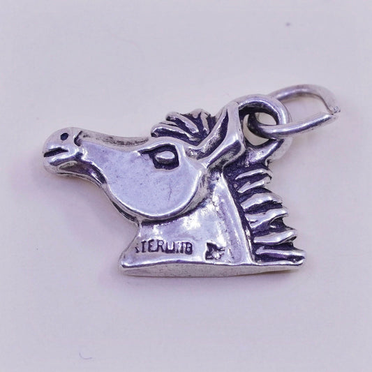 Handmade vintage Sterling silver pendant, 925 horse head charm