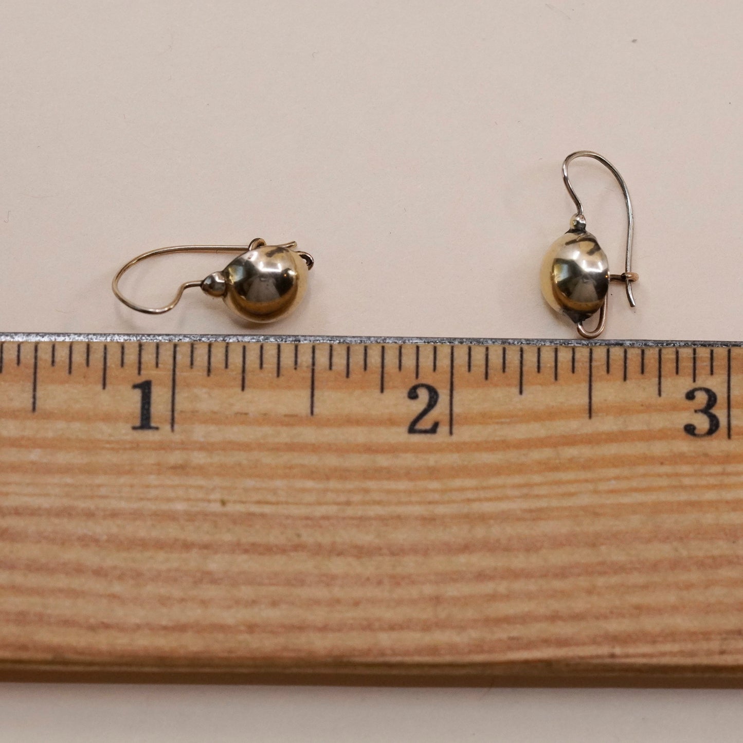 Vintage vermeil gold over sterling silver earrings, 925 bead dangles