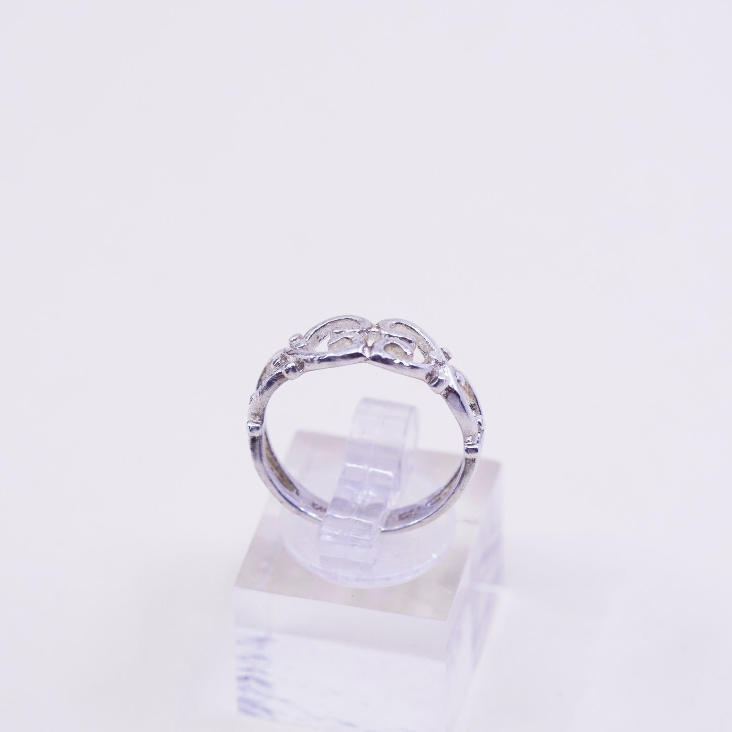 Size 6.75, vintage sterling silver handmade ring, filigree 925 band