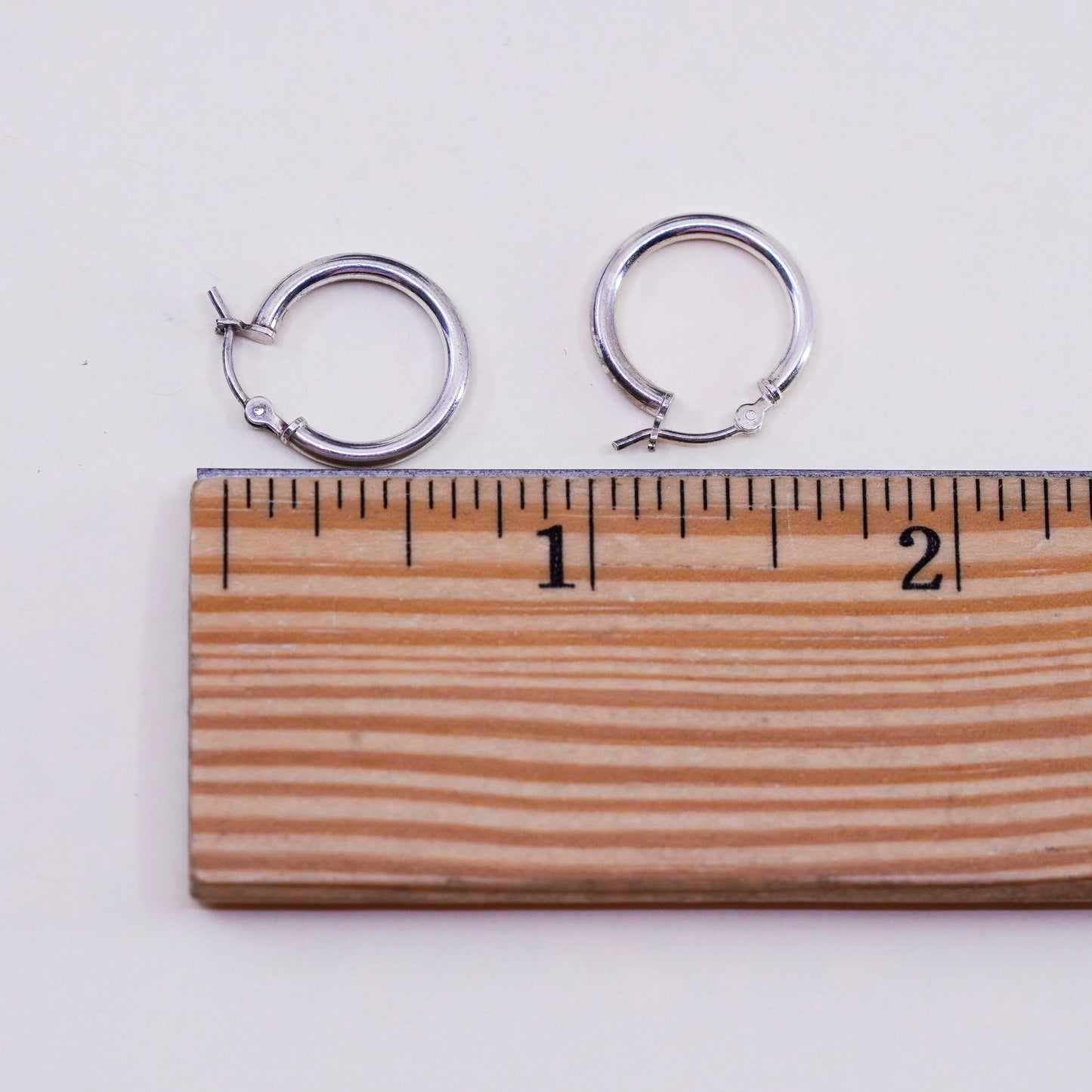 0.5”, Vintage sterling silver loop earrings, minimalist, 925 hoops, huggie