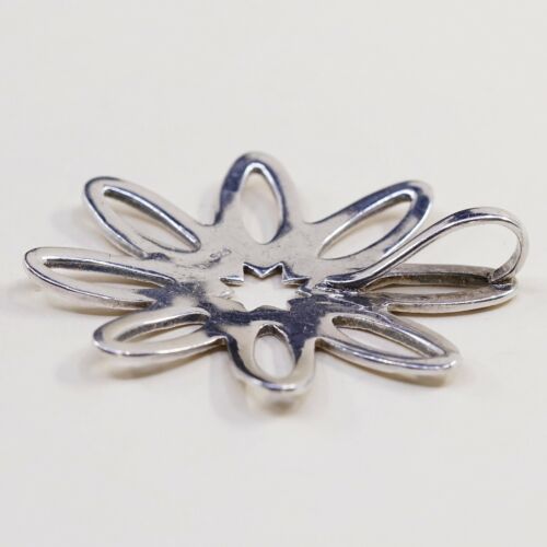 Vintage Antique sterling silver handmade pendant, 925 flower, stamped 925