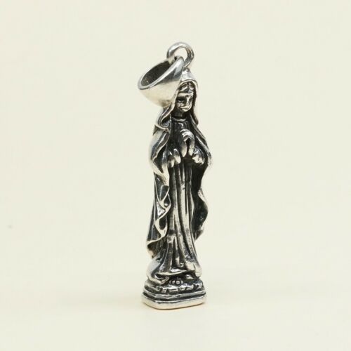 Vintage Sterling 925 Silver Handmade Pendant, Virgin Mary Shaped Pendant