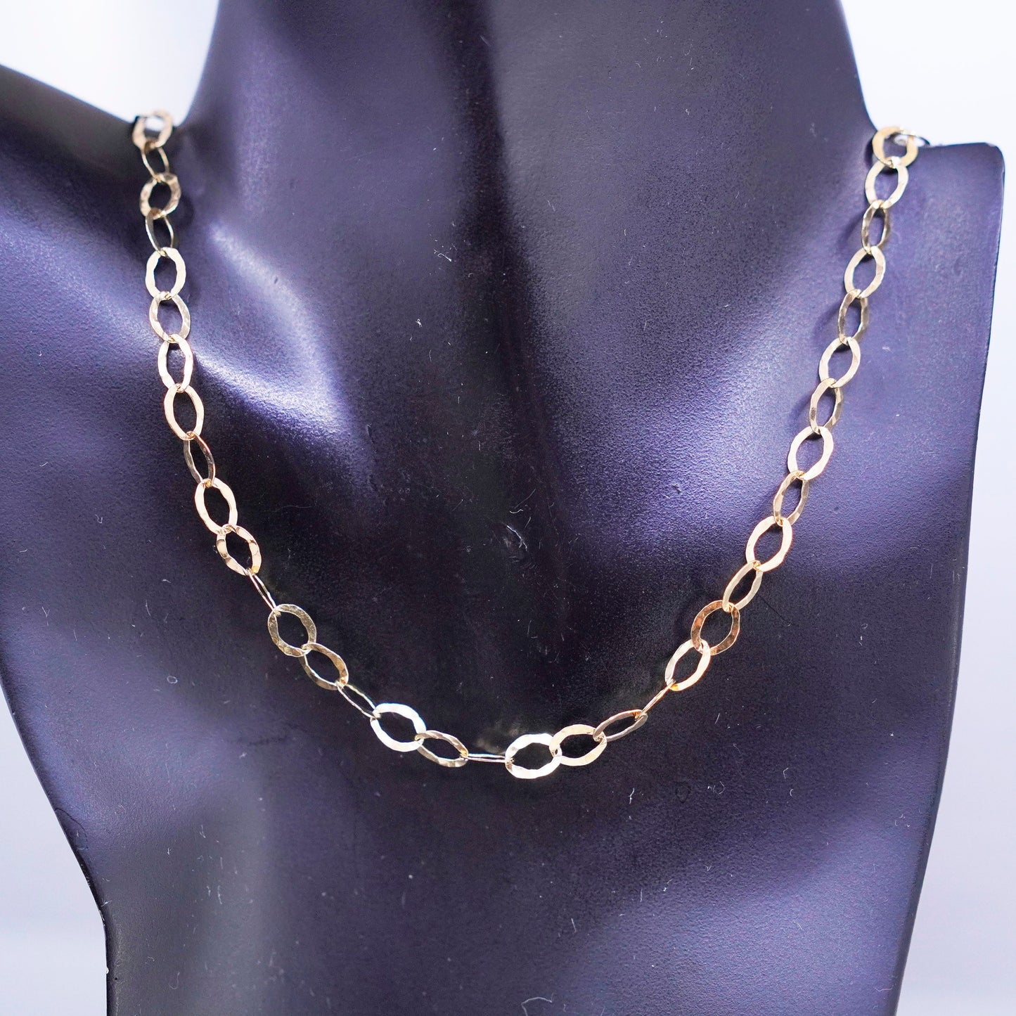 18”, vintage vermeil gold Sterling 925 silver flatten circle chain necklace