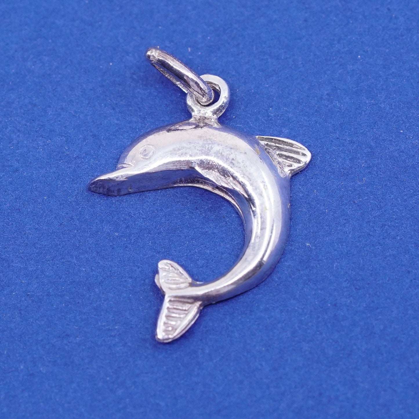 Vintage Sterling silver handmade Dolphin pendant, 925 charm