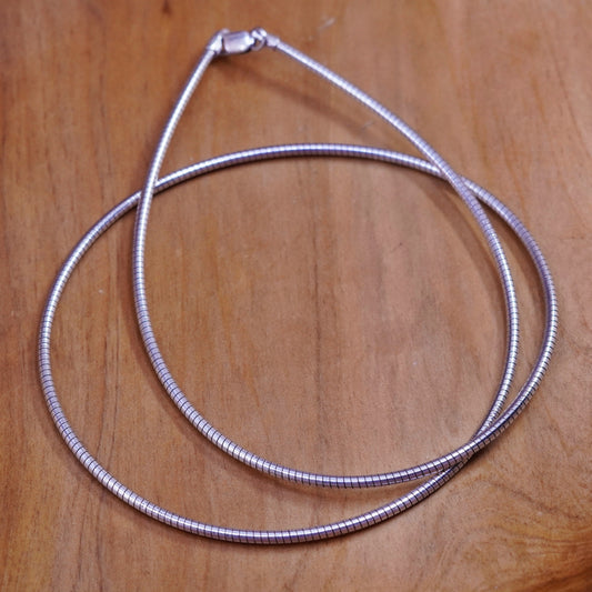 16”, 2mm, vintage sterling silver snake chain, Italy 925 silver necklace