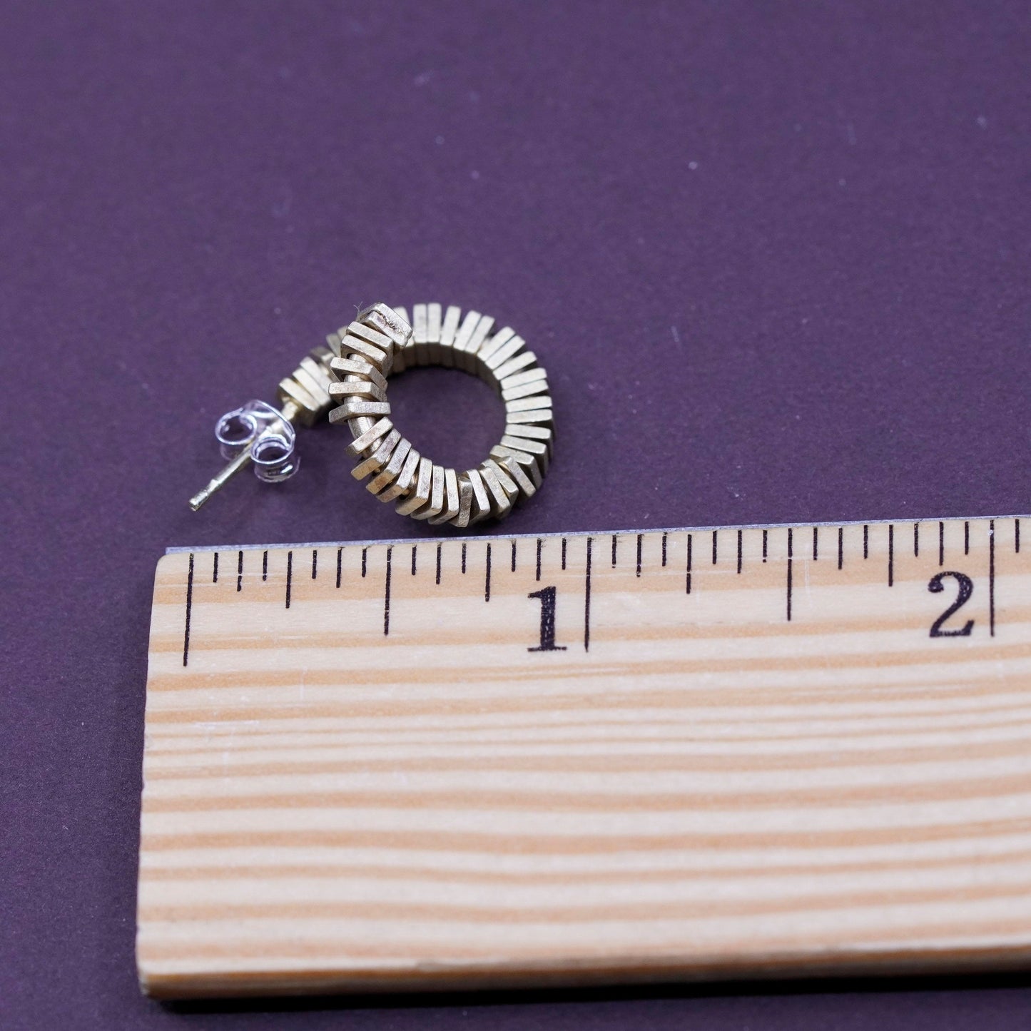 0.5”, vermeil gold over Sterling silver handmade cluster earrings, 925 huggie