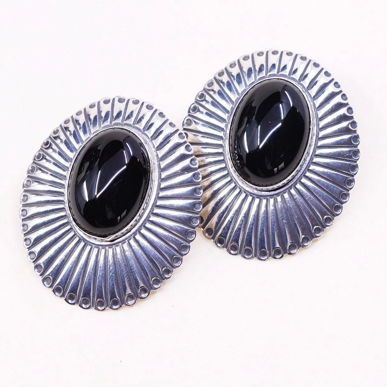 southwestern Sterling 925 silver handmade earrings w/ obsidian