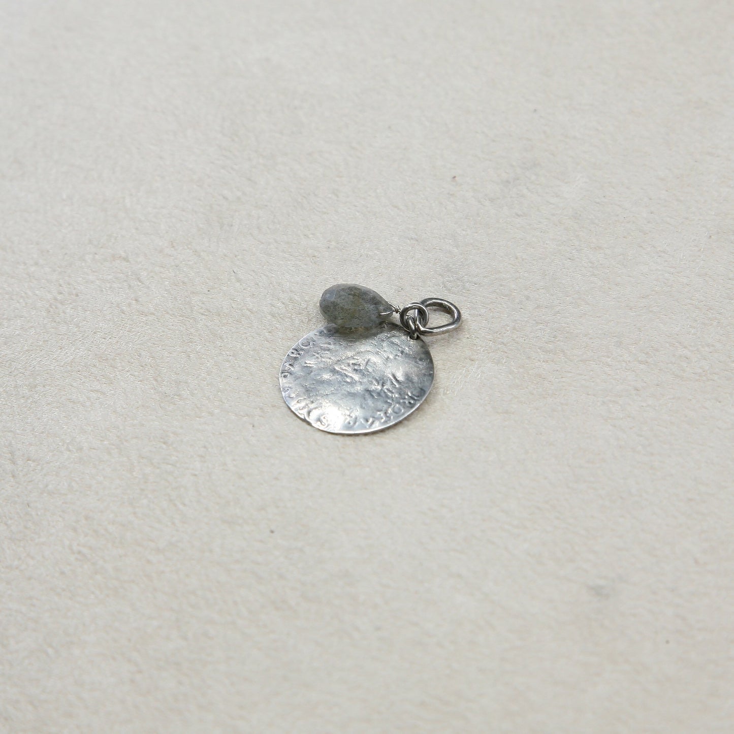 vtg Sterling silver handmade pendant, Mexico 925 tag w/ teardrop labradorite