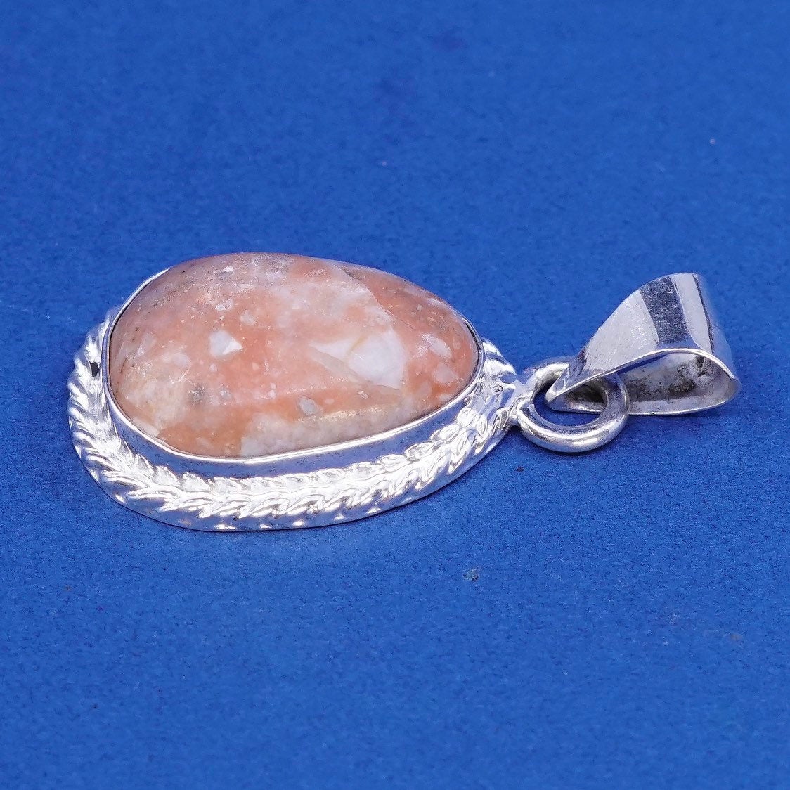 vtg Sterling silver handmade pendant, 925 pendant w/ agate