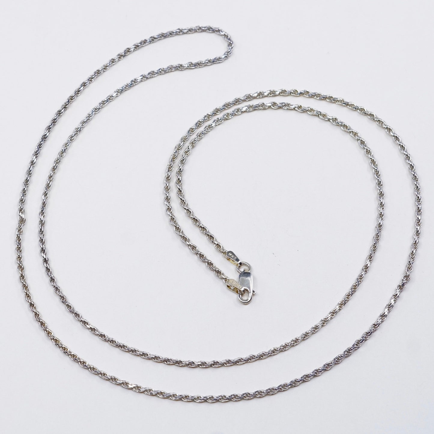 30” 2mm, vermeil gold over Sterling silver necklace, 925 diamond cut rope chain