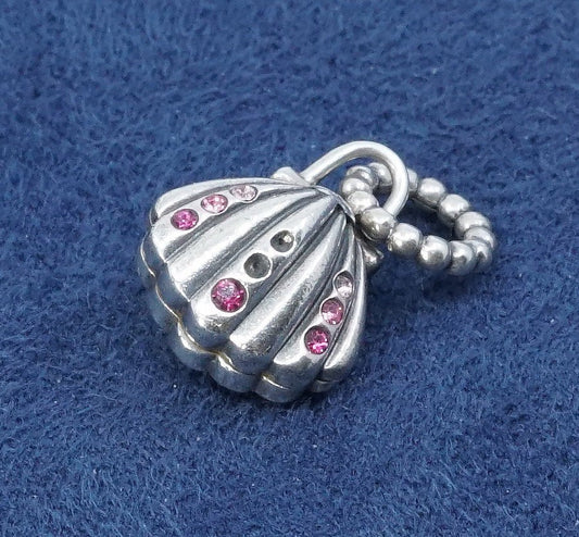 vtg Disney sterling silver handmade pendant, 925 clam w/ pearl