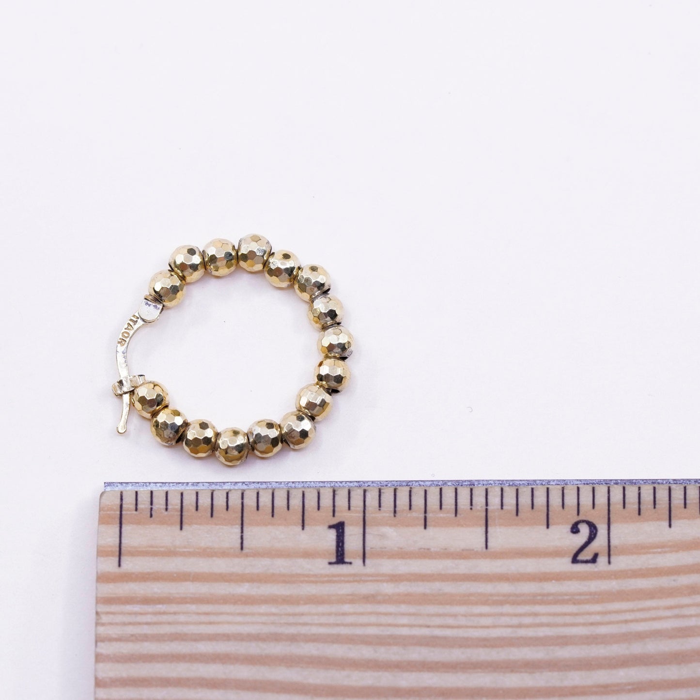 1”, vermeil gold over sterling 925 silver loop handmade earrings, beaded hoops