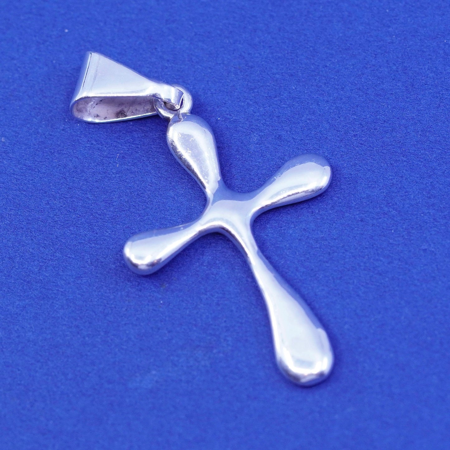 Vintage Sterling silver handmade pendant, modern 925 cross