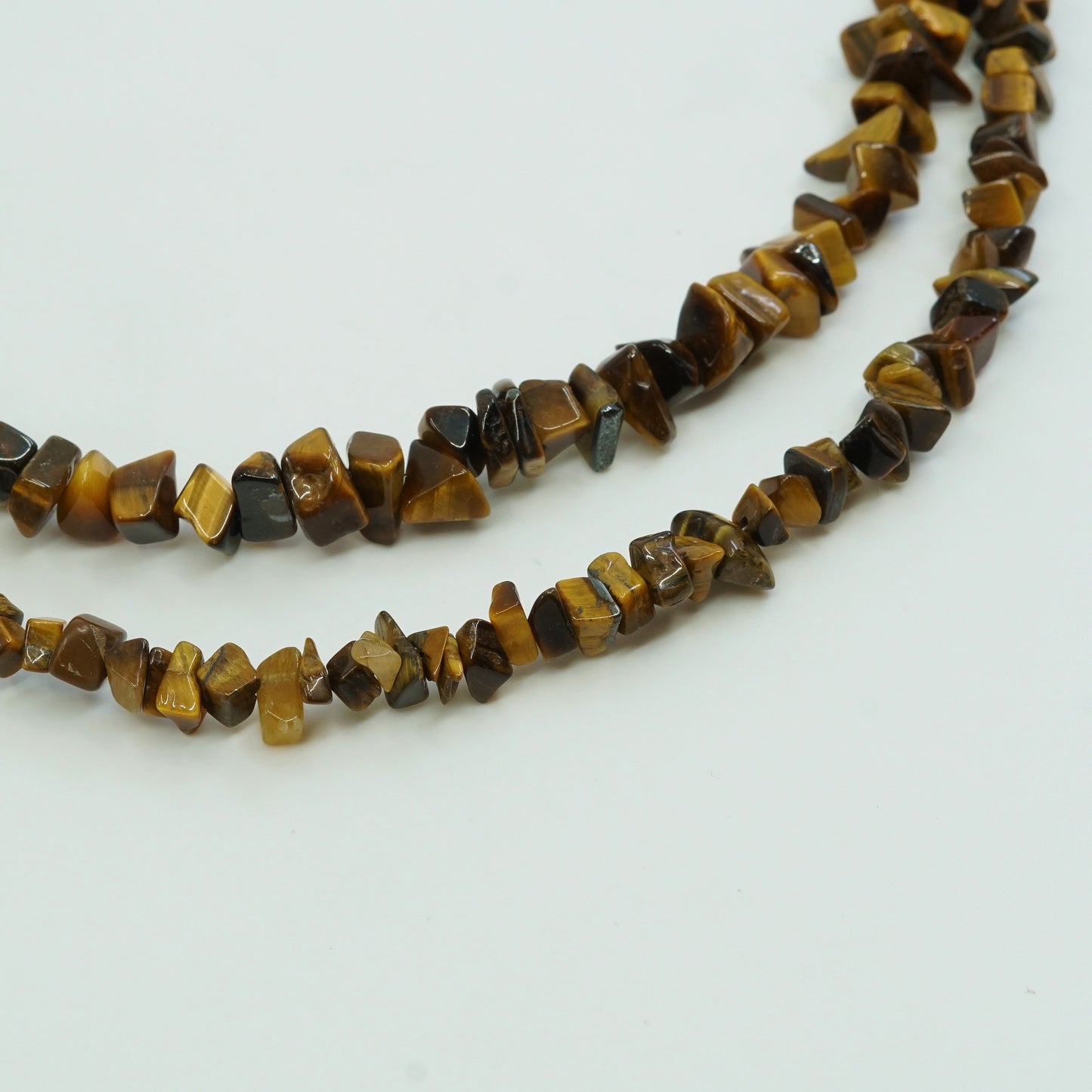 18”+3”, vtg sterling silver handmade necklace, 925 golden tiger eye beads