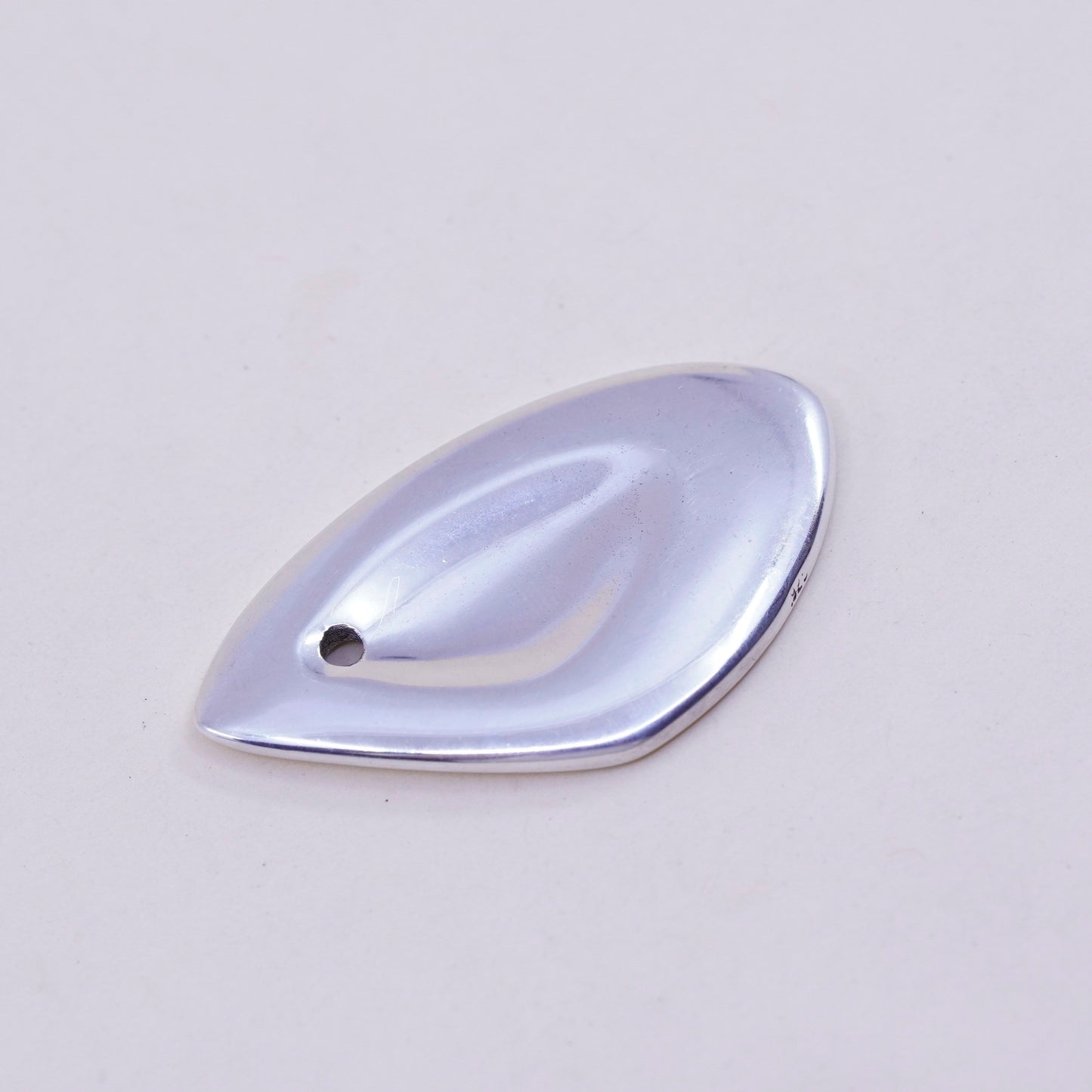 Vintage sterling silver handmade pendant, Modern 925 teardrop